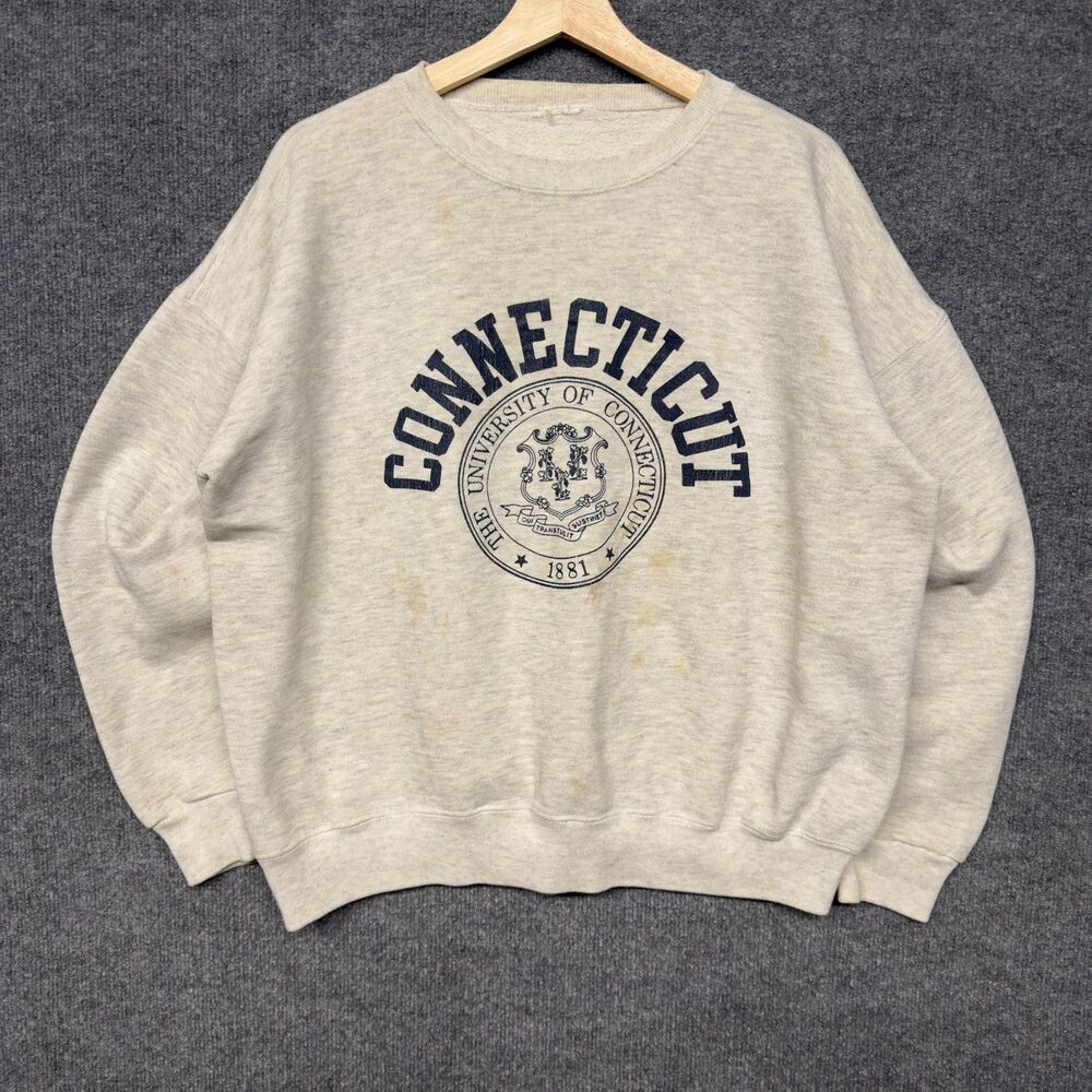 Vintage University of Connecticut Huskies Sweatshirt Mens XL Gray NCAA College